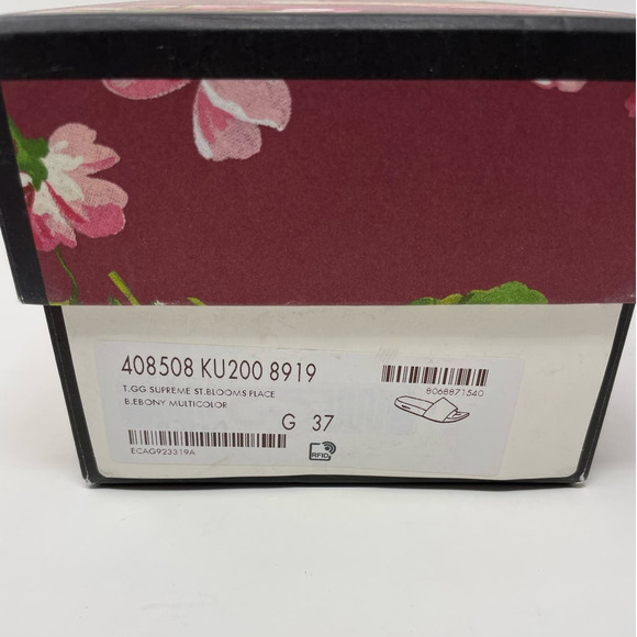 SOLD Gucci GG Blooms Supreme Floral Slide Slip On Rubber Sandals Flats EU 37 - Picture 12 of 13